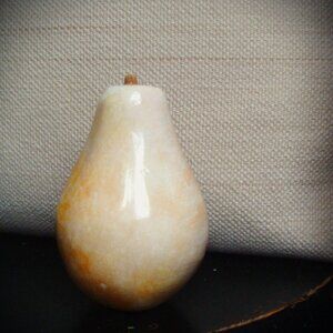 Polished Marble Pear Fruit Decor Accent Paperweight